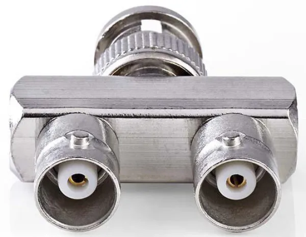 NEDIS CVGP01946ME, BNC adapter, BNC muški, 2x BNC ženski, Niklovani, 50 oma, Metal, Srebrno, 1 kom Slika 2