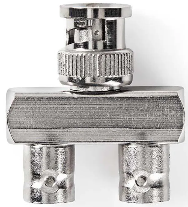 NEDIS CVGP01946ME, BNC adapter, BNC muški, 2x BNC ženski, Niklovani, 50 oma, Metal, Srebrno, 1 kom Slika 4