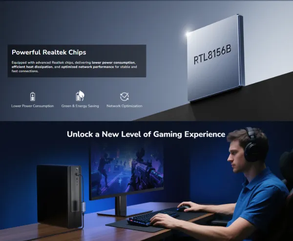 Cudy UE25A, USB-A adapter za Ethernet od 2.5 Gbps , 10/100/1000/2500 Mbps Slika 2