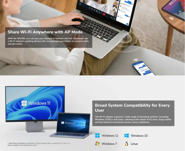 Cudy WU300, AX300 Wi-Fi 6 Nano USB adapter, 2.4 GHz, 286 Mbps Slika 6