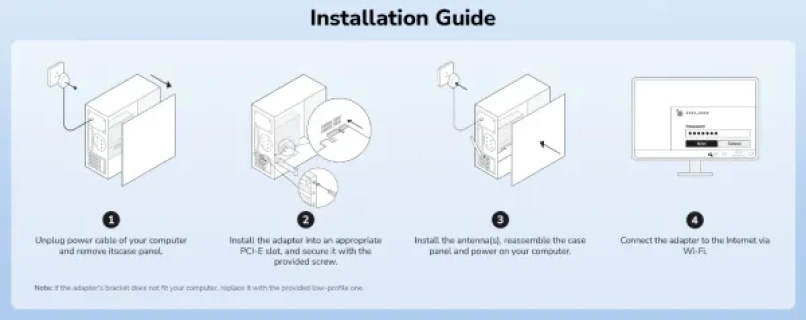 Cudy WE650,AC650  Bezicni PCI-E adapter sa dva opsega, 433 Mbps + 200 Mbps ,Dual-Band Wi-Fi 5 Slika 2