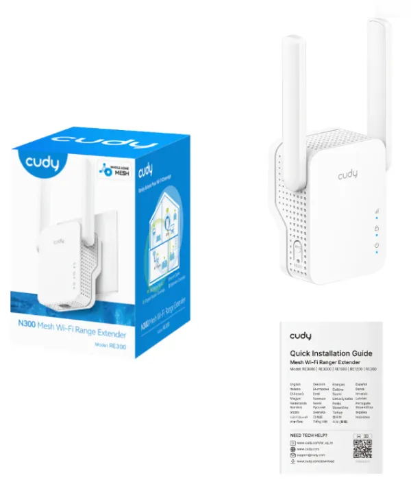 Cudy RE300, N300 Mesh Wi-Fi Range Extender,2.4 GHz Wi-Fi Speed, 300 Mbps Slika 2