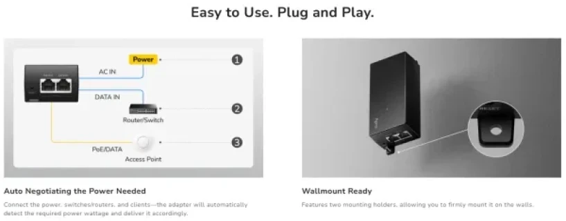 Cudy POE200H,30W 2.5 Gbps PoE+ Injector,10/100/1000/2500 Mbps Slika 2