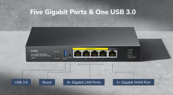 Cudy C200P, 2-in-1 Gigabit VPN Router/ AP Controller with 4 PoE+ Ports, 55W Slika 5
