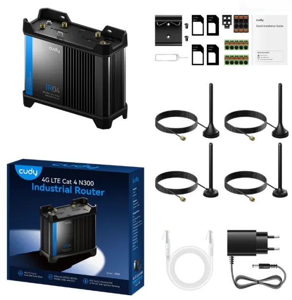 Cudy IR04_EU,4G LTE Cat 4 N300 Industrial Wi-Fi Router,4G Cat. 4 with Max 150 Mbps DL,300 Mbps Wi-Fi Slika 2