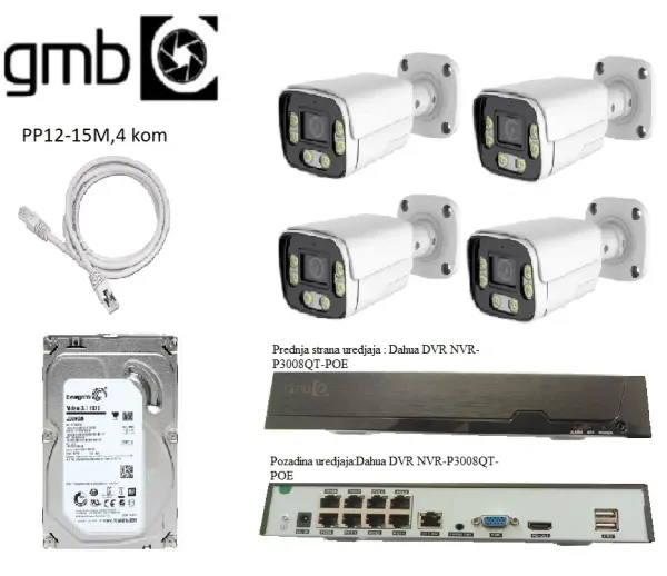 GMB-IP8MP-01 SET 4 kamere poe switch 2tb hdd 8mpx kamera Slika 4