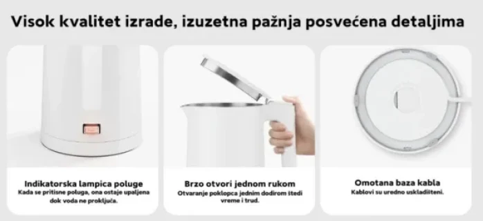 XIAOMI Mi Electric Kettle 2 EU Ketler (BHR5927EU),Beli,1800W,1.7 l Slika 7