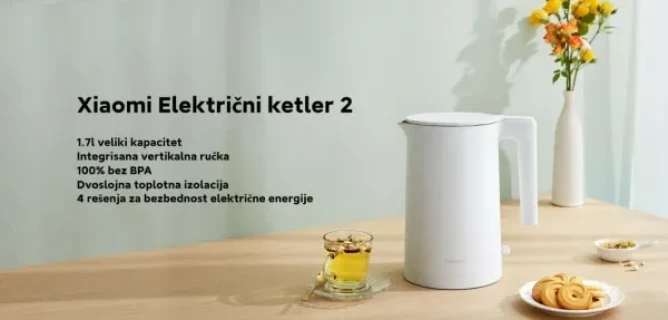 XIAOMI Mi Electric Kettle 2 EU Ketler (BHR5927EU),Beli,1800W,1.7 l Slika 8
