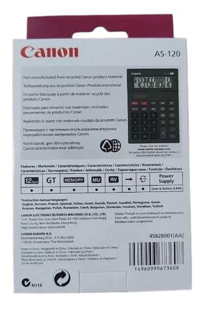 CANON kalkulator AS-120, solar+baterija Slika 4