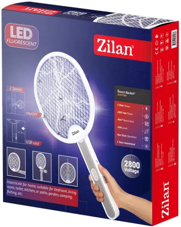 Zilan ZLN7088 Elektricna zamka (reket) za insekte (komarce, muve i sl.),3W,Li-ion punjiva baterija Slika 5