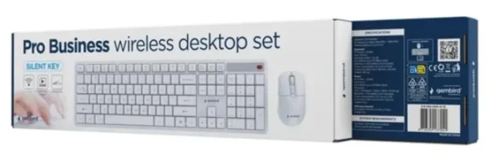 KBS-WMS-01-W Gembird Silent Key Pro Business bežièni desktop set, bela, US raspored Slika 3