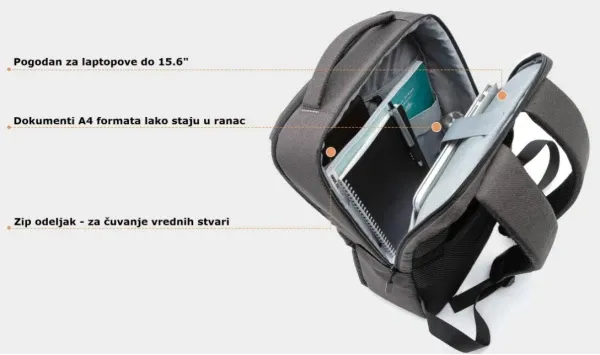 Xiaomi Mi Commuter Backpack (Light Blue) ranac 21L, 320×160×440mm, 518g Slika 4
