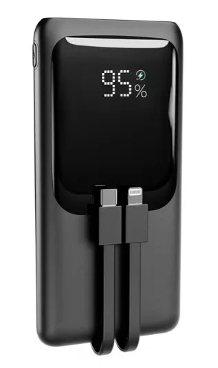 PB10-PD20-LCD-01 Gembird 20 W prenosni punjaè sa brzim punjenjem i integrisanim kablovima, 10000 mAh Slika 1