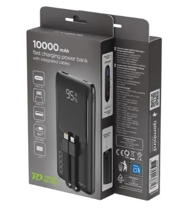 PB10-PD20-LCD-01 Gembird 20 W prenosni punjaè sa brzim punjenjem i integrisanim kablovima, 10000 mAh Slika 6