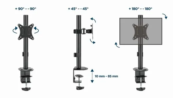 MA-D1-02 Gembird Podesivi stoni drzac za monitor jedna ruka, tilt, 17-32 max.9kg Slika 9