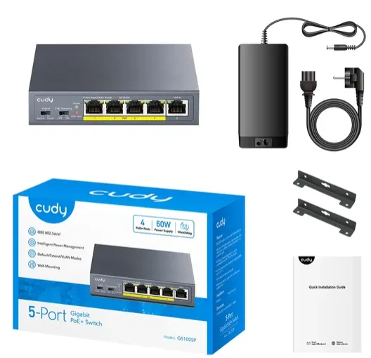 CUDY GS1005P 2.0 Switch Gigabit RJ45 PoE portovi 30 W IEEE 802.3at/af Slika 2