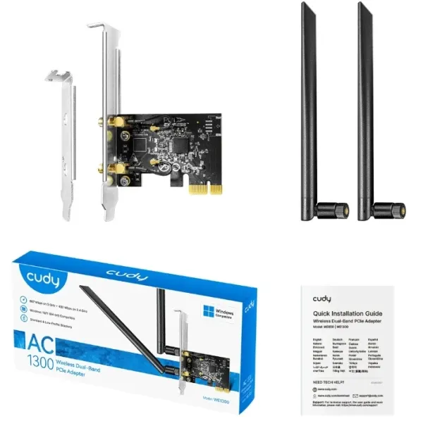 Cudy WE1300,AC1300 bežièni dvopojasni Wi-Fi 5, PCI-E adapter,V1.0, 867 Mbps + 400 Mbps Slika 3