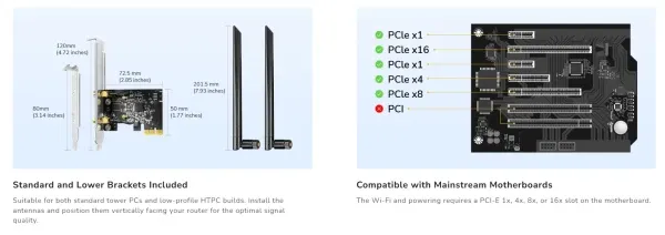 Cudy WE1300,AC1300 bežièni dvopojasni Wi-Fi 5, PCI-E adapter,V1.0, 867 Mbps + 400 Mbps Slika 5