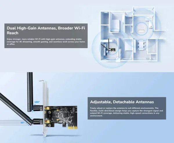 Cudy WE1300,AC1300 bežièni dvopojasni Wi-Fi 5, PCI-E adapter,V1.0, 867 Mbps + 400 Mbps Slika 7
