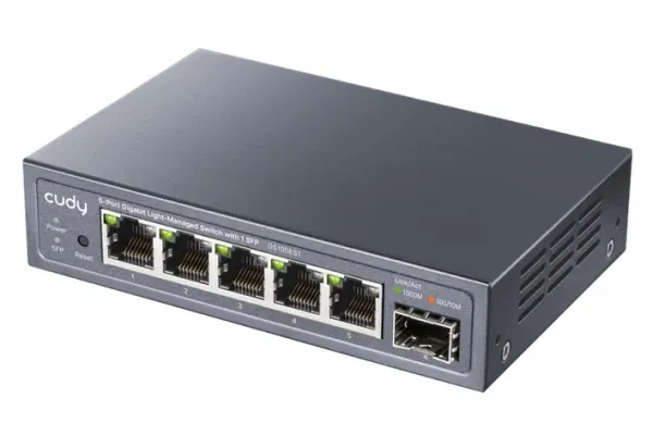 Cudy GS105ES1 V1.0 Switch Flash/ROM: 8 MB (64 Mbit) 1.25G SFP  Gigabit RJ45 Slika 2