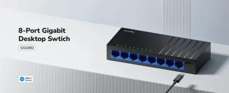 Cudy GS108D V7.0,8-Portni Gigabit Desktop Switch,USB-C, 170m Slika 8