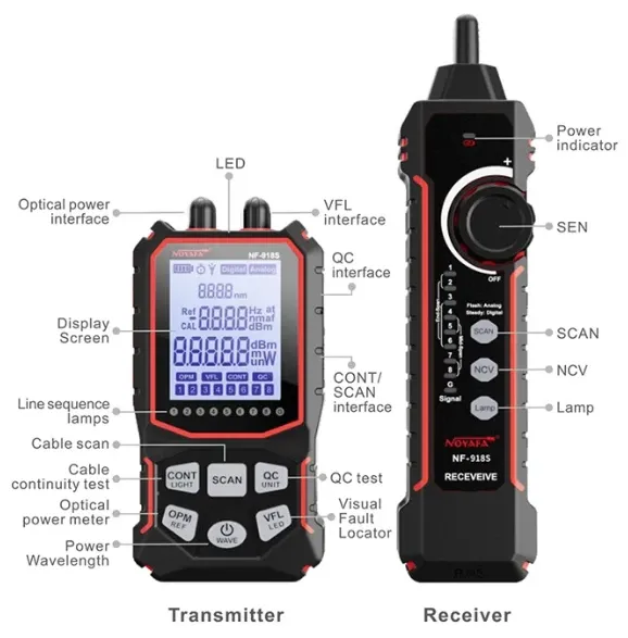 NOYAFA NF-918S Mrezni tester, tragac kablova, opticki merac snage i VFL lokator gresaka Slika 2