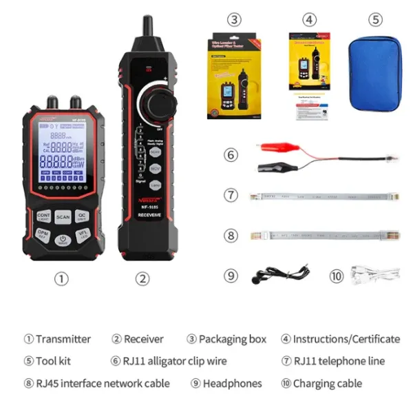 NOYAFA NF-918S Mrezni tester, tragac kablova, opticki merac snage i VFL lokator gresaka Slika 3