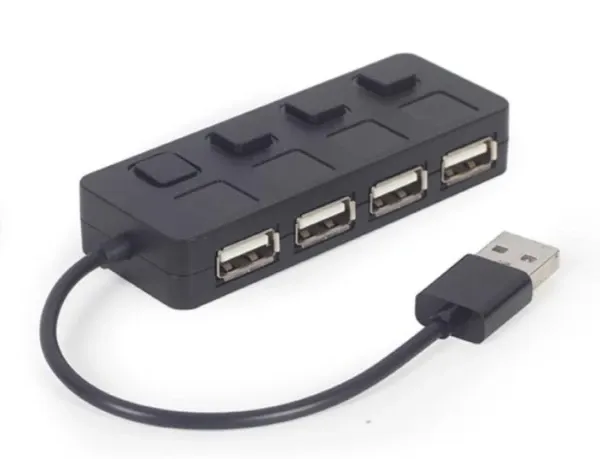 UHB-U2P4-05 Gembird USB 2.0 4-port hub + prekidaci, black Slika 2