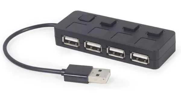 UHB-U2P4-05 Gembird USB 2.0 4-port hub + prekidaci, black Slika 1