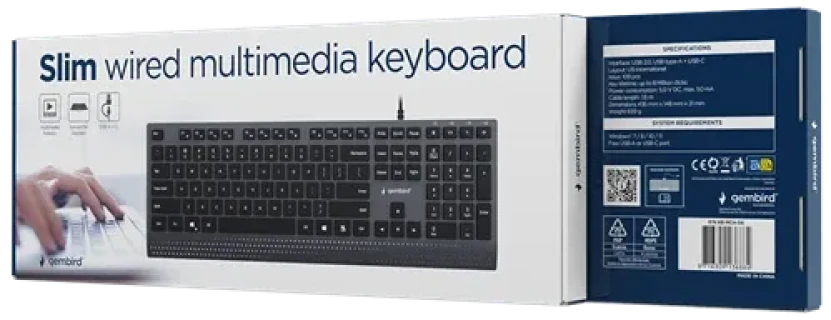 GEMBIRD KB-MCH-06 Multimedijalna Slim tastatura  US-international Slika 3