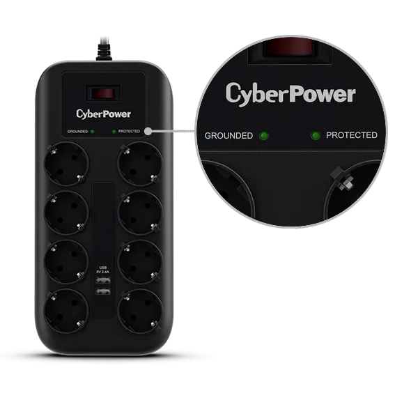 CyberPower produžni kabl sa prenap. zaštitom 8xŠuko, 2xUSB Slika 1