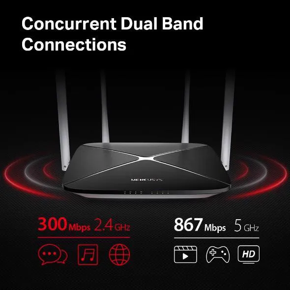 Mercusys AC12 V3.0, 4 x 5dbi, WiFi5 AC1200 Dual Band Wireless Router Slika 3