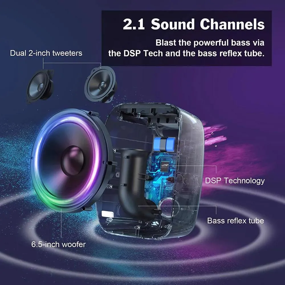 Doss BT zvučnik PartyBoom WB-382 v5.0 IPX5 snaga 70W Led svetla crni Slika 2