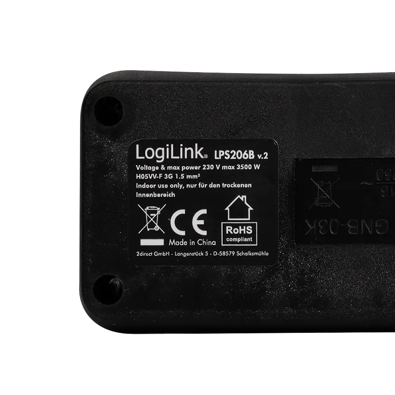 Logilink produžni kabl 3 mesta, prekidač, 1.5m, crni Slika 4