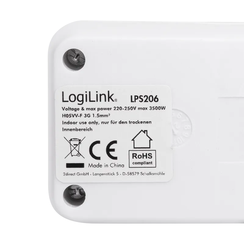 Logilink produžni kabl 3 mesta, prekidač, 1.5m, beli Slika 4