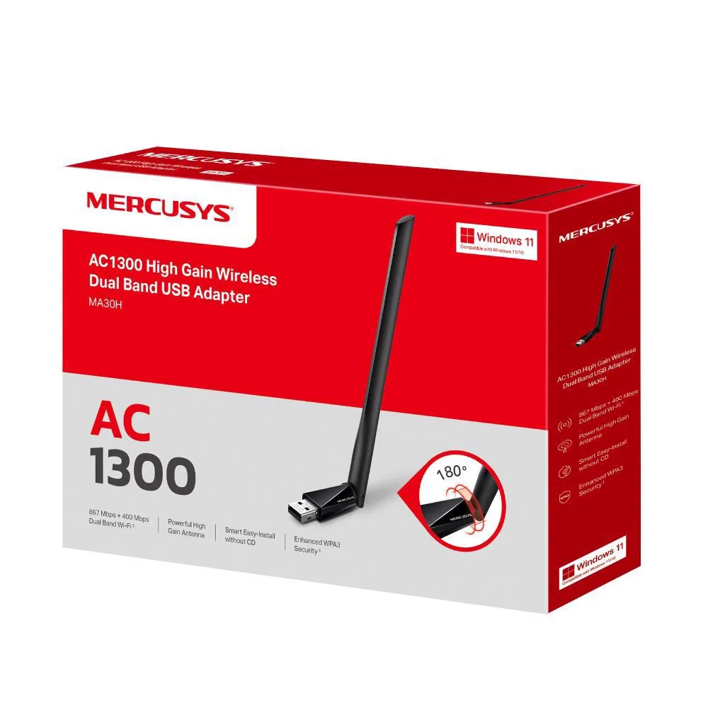 Mercusys MA30H V2.0 Wireless Dual Band USB Adapter High Gain AC1300 Slika 2