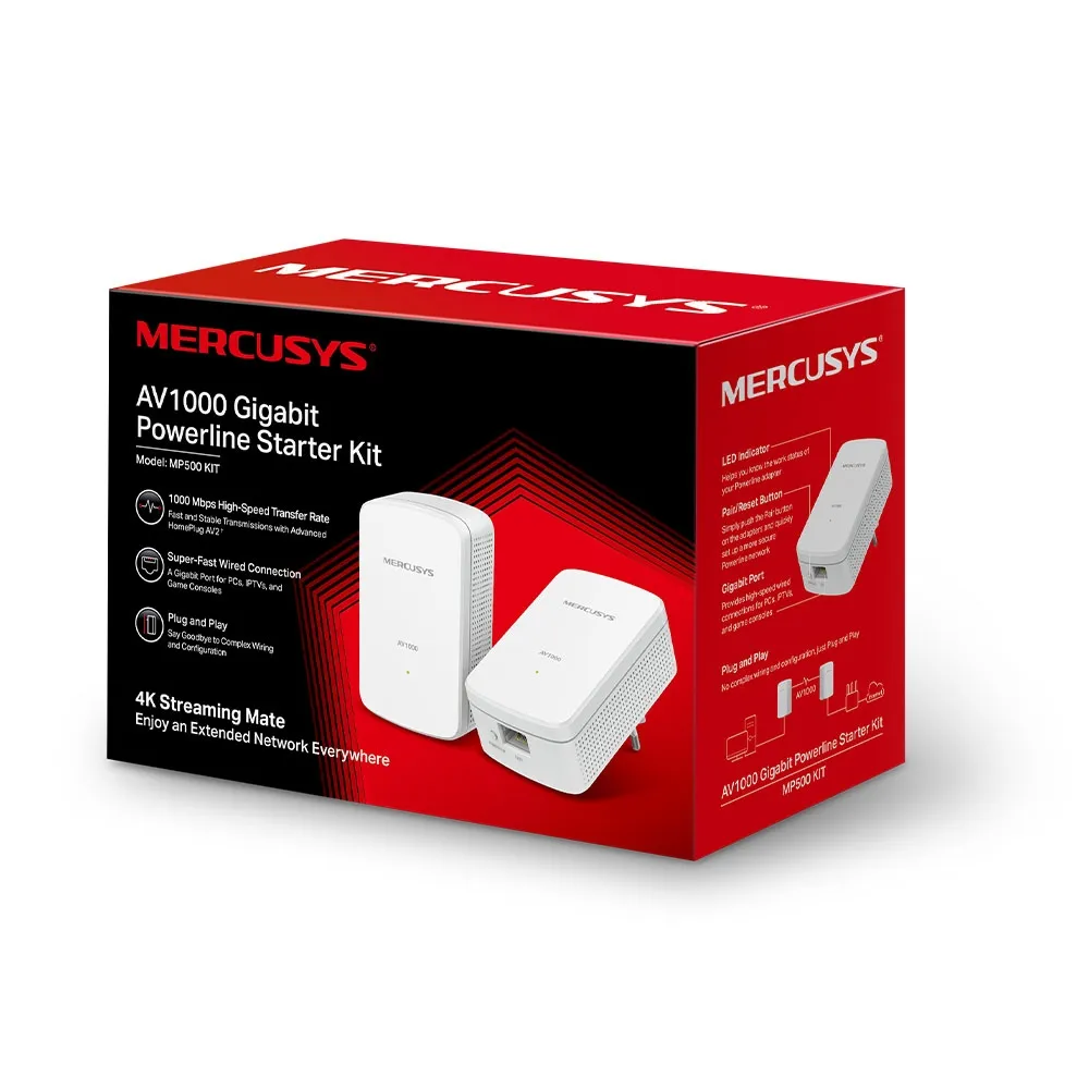 Mercusys MP500 KIT V1.2, AV1000 Gigabit Powerline Starter Kit Slika 4