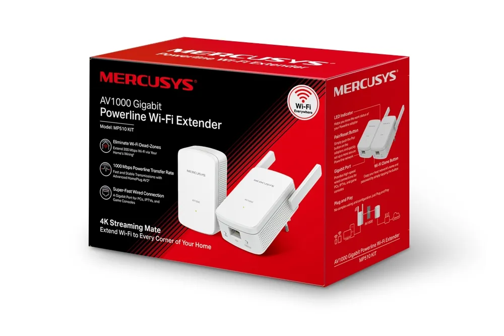 Mercusys MP510 KIT v1.2 AV1000 Gigabit Powerline Wi-Fi Kit Slika 5