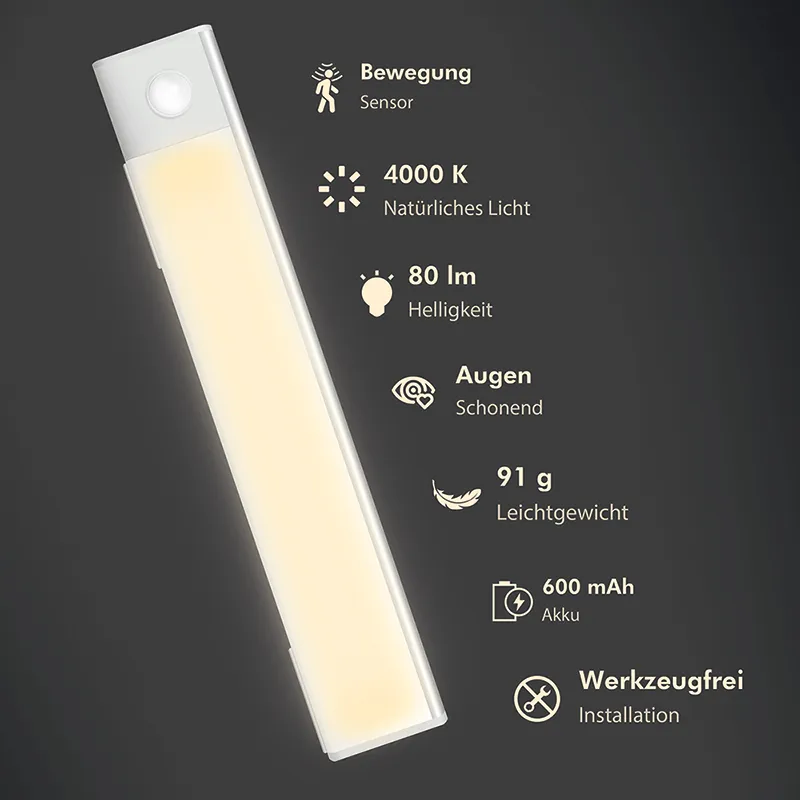 Loghilink LED svetiljka sa senzorom pokreta, ugradno, ultra tanko, 20cm, bela Slika 4