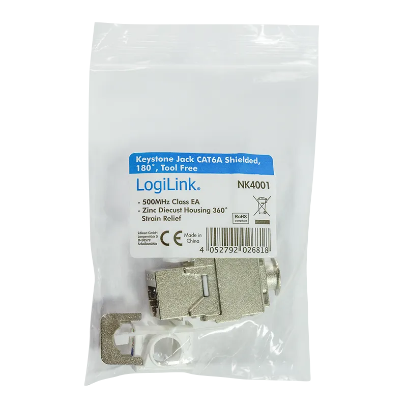 Logilink Keystone modul, Cat6A, STP, 17.2mm, 22-24 AWG, toolless, srebrna Slika 5