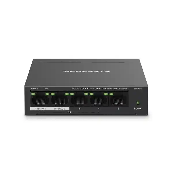 Svič 10/100/1000 5-port Mercusys MS105GP/4-Port PoE+