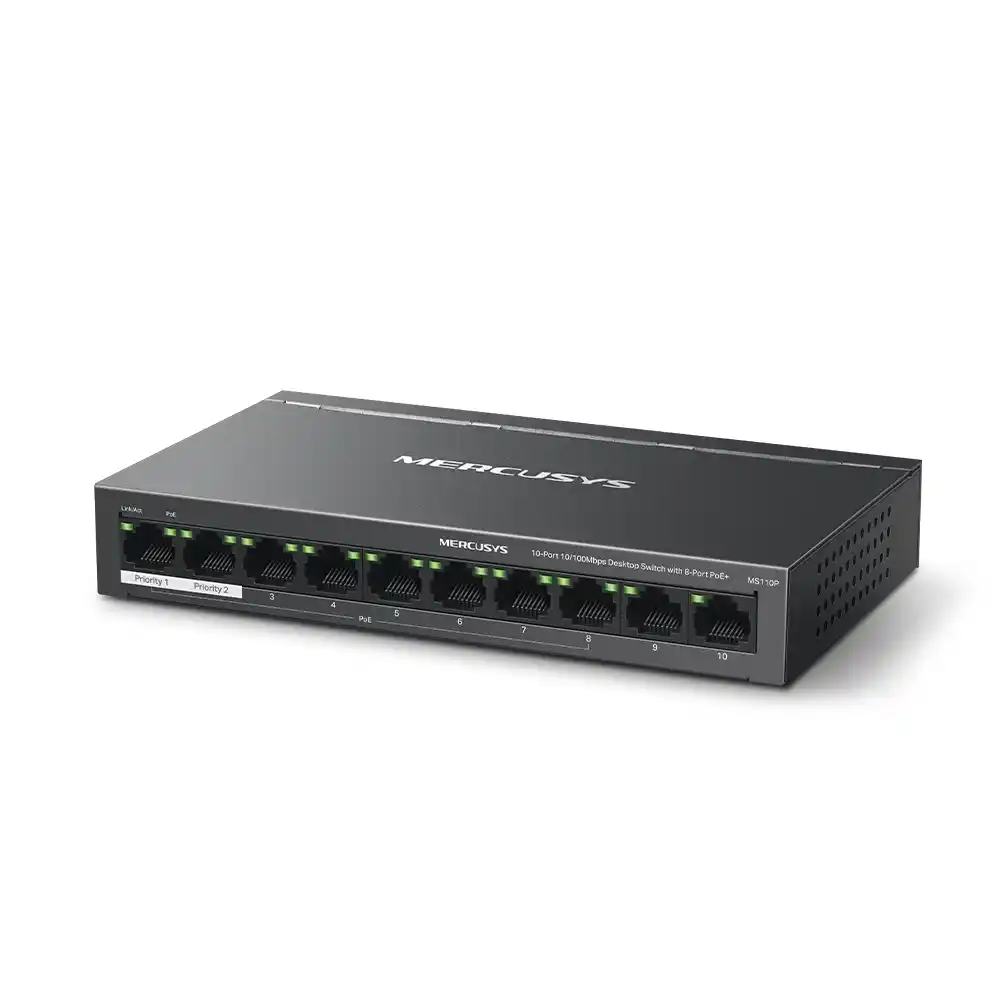 Svič 10/100 10-port Mercusys MS110P/8-Port PoE+ Slika 2