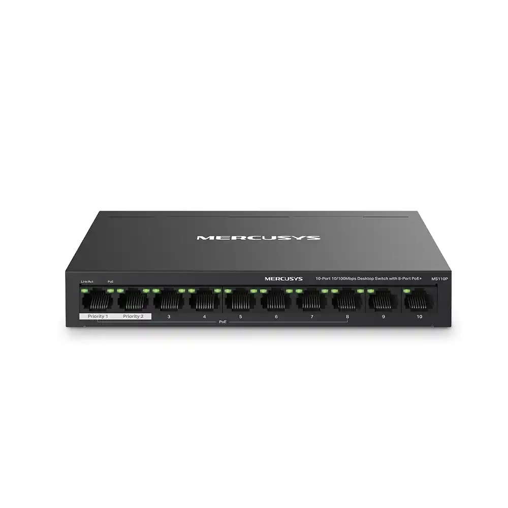 Svič 10/100 10-port Mercusys MS110P/8-Port PoE+ Slika 1