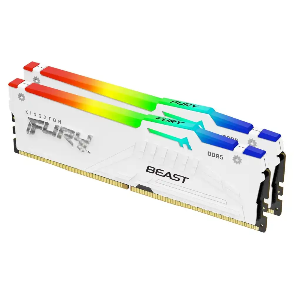 Memorija DDR5 32GB (2x16GB) 5600MHz Kingston Fury Beast RGB XMP KF556C40BWAK2-32 White Slika 1