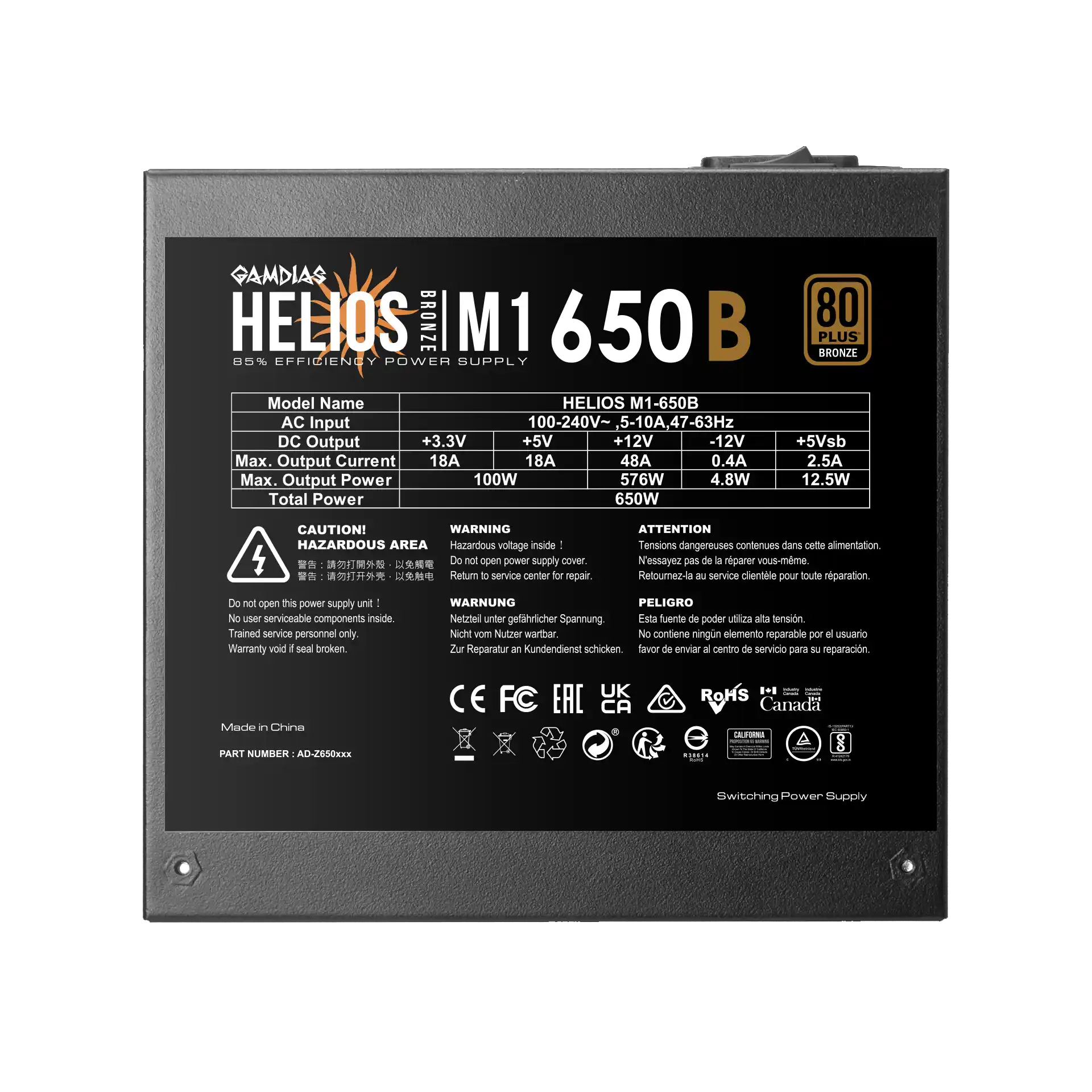 Napajanje 650W Gamdias Helios M1-650B Bronze Slika 2