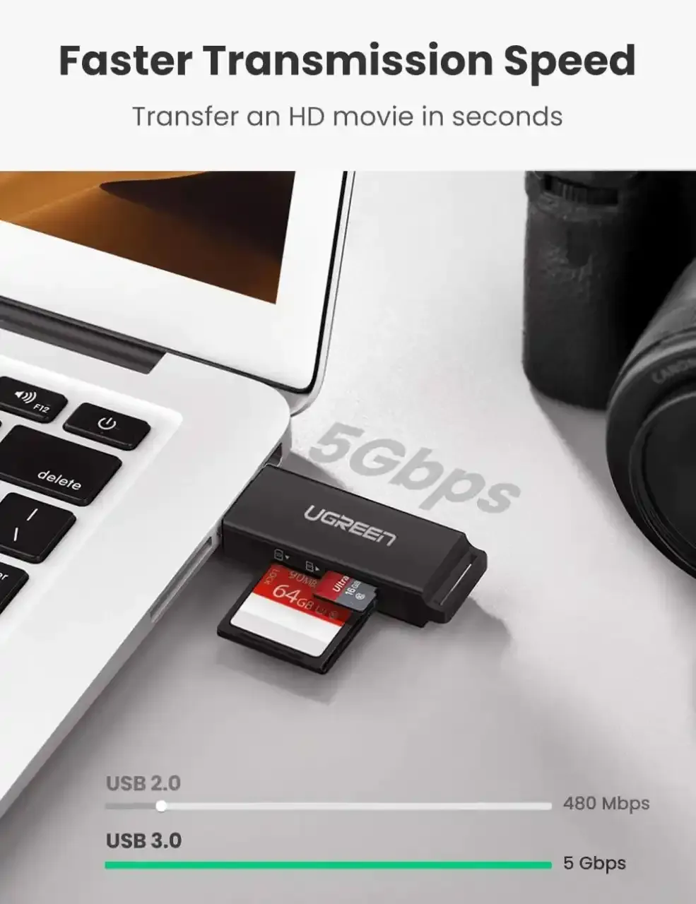 Card Reader USB 3.0 Ugreen CM104 TF+SD Dual čitač kartica Slika 2