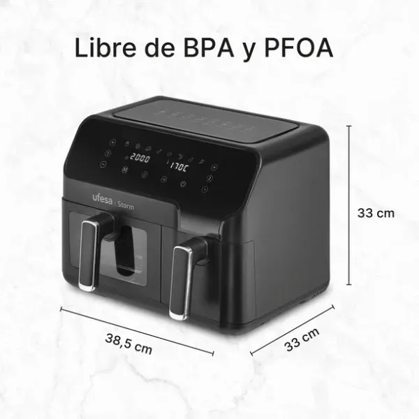 AirFryer Ufesa Storm/bezuljna/dupla posuda/zapremina 9L(5.5L+3.5L)8 programa Slika 3