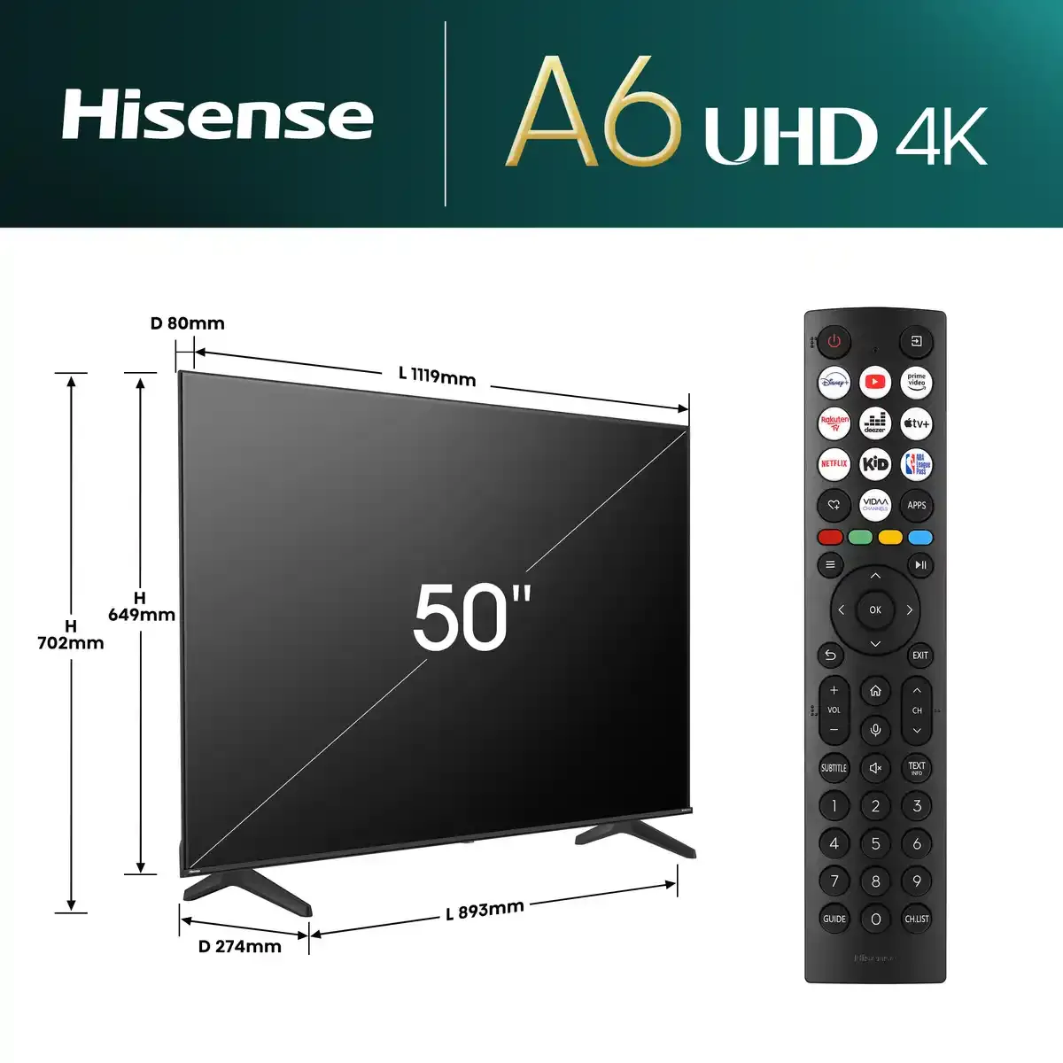 SMART LED TV 50 Hisense 50A6N 3840x2160/UHD/4K/DVB-T/T2/C/S/S2 Slika 5