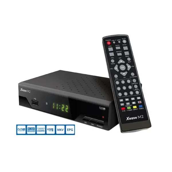 Set Top BOX Xwave M2 DVB-T2 LED/scart/HDMI/RF in-out/USB/media player/metalno kućište Slika 2
