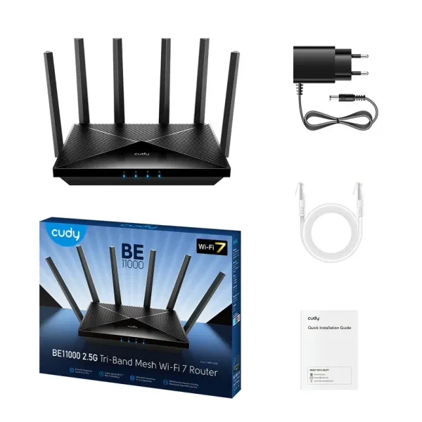Wireless Mesh Router Cudy WR6500H/BE6500 WiFi 7/2.4+5Ghz Wi-Fi 1W/1x2.5 Gbe WAN+4LAN Gbit/6xEXT Slika 2